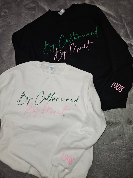 Alpha Kappa Alpha By Culture & By Merit  Crewneck Sweatshirt