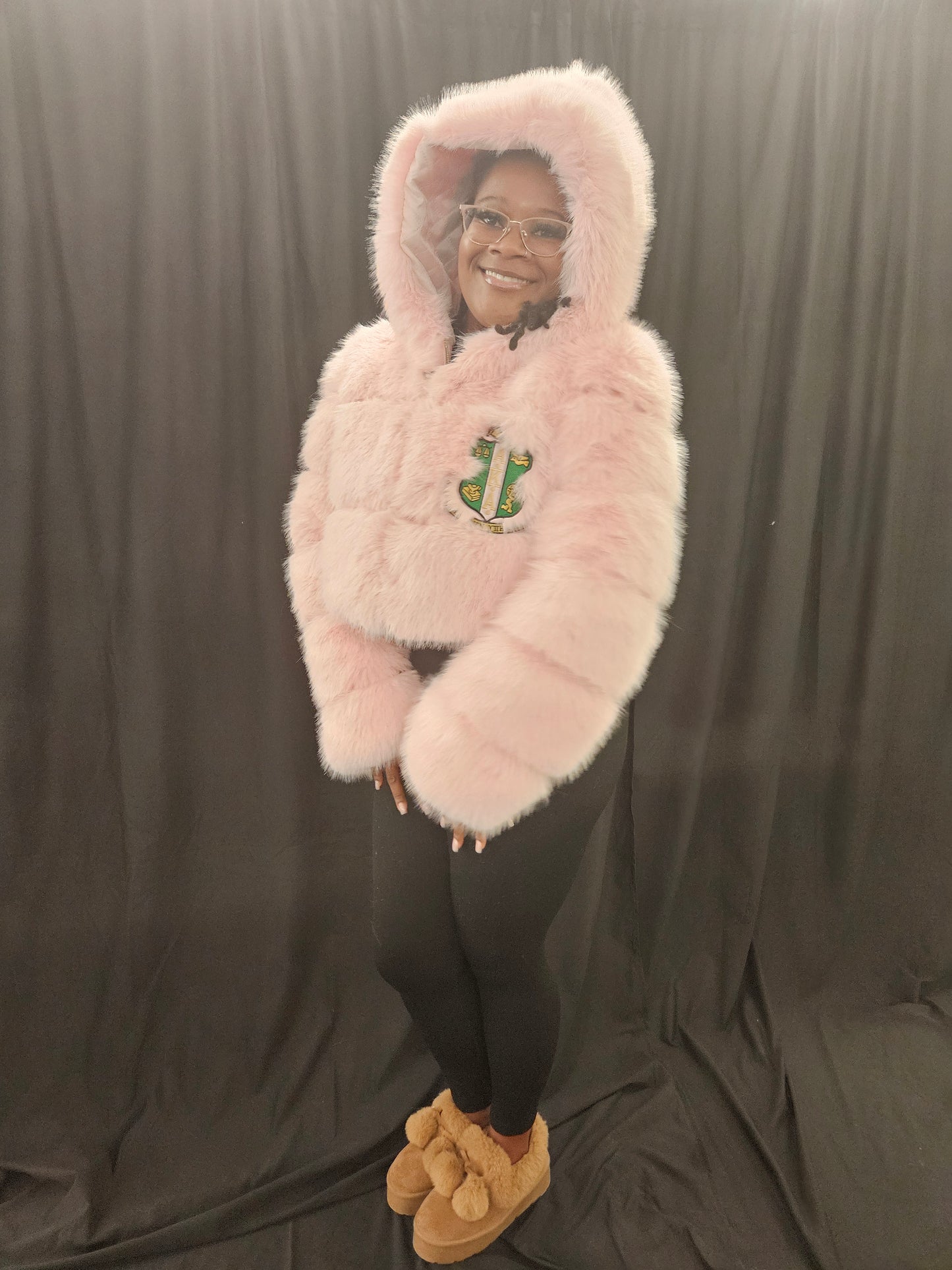 Alpha Kappa Alpha CROP Fur Coat