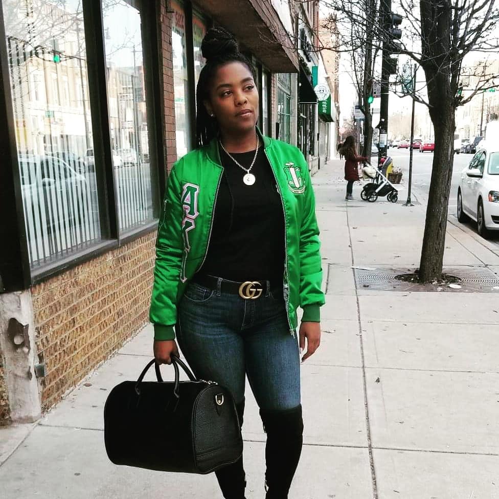 Alpha Kappa Alpha satin bomber