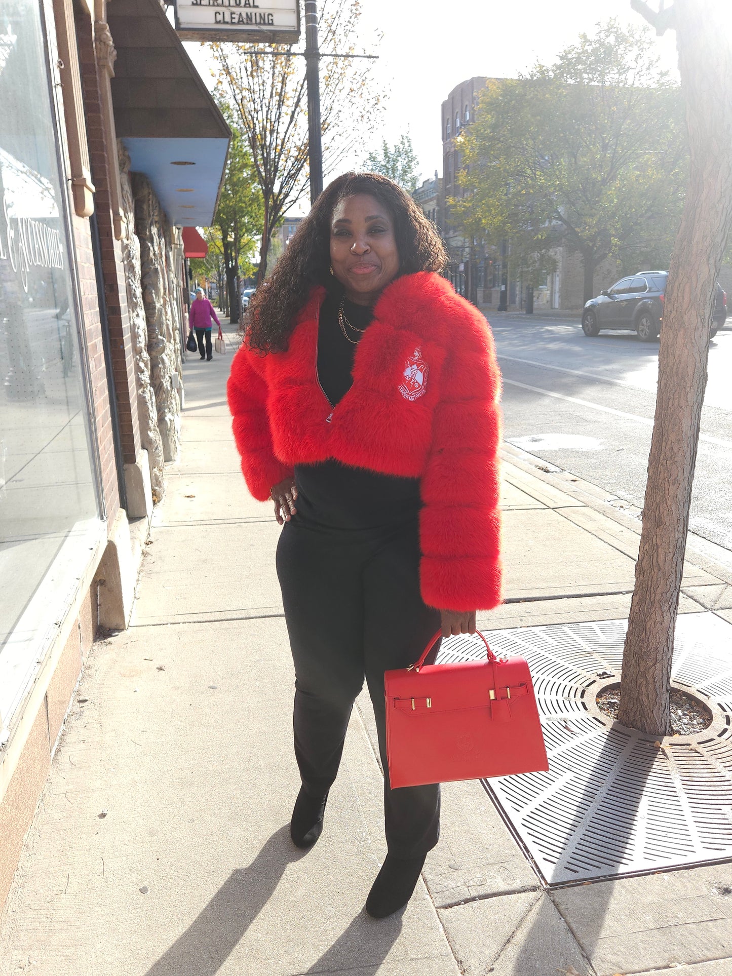 Delta Sigma Theta CROP Fur Coat