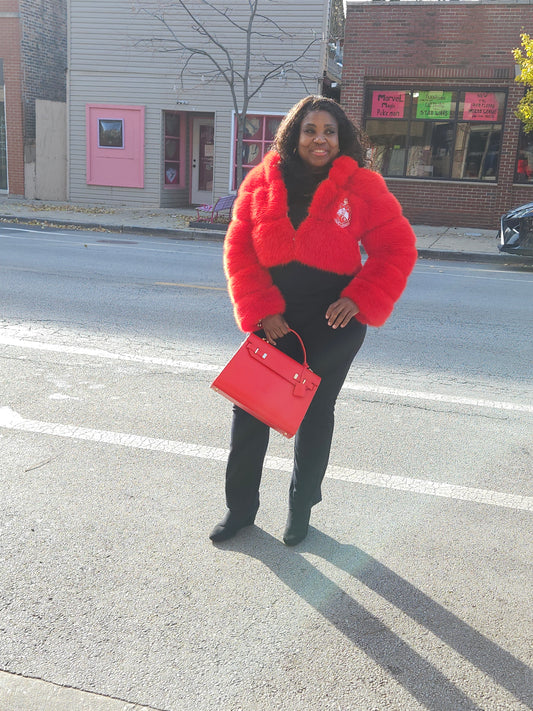 Delta Sigma Theta CROP Fur Coat