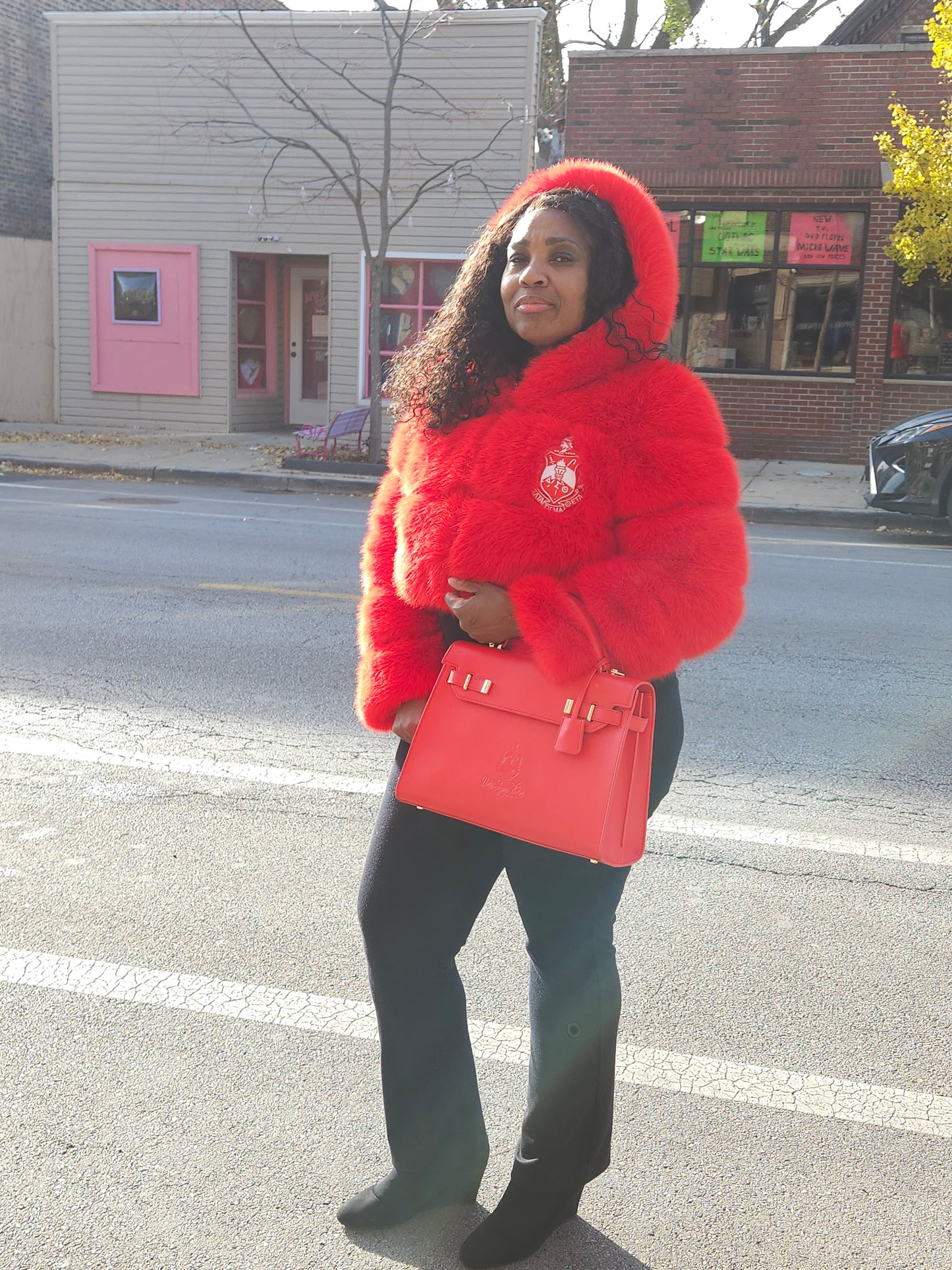 Delta Sigma Theta CROP Fur Coat