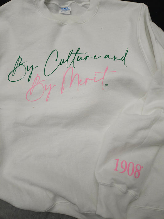 Alpha Kappa Alpha By Culture & By Merit  Crewneck Sweatshirt