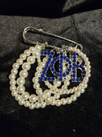 Zeta Phi Beta Pearl Hoop Pin with Letters or Crest