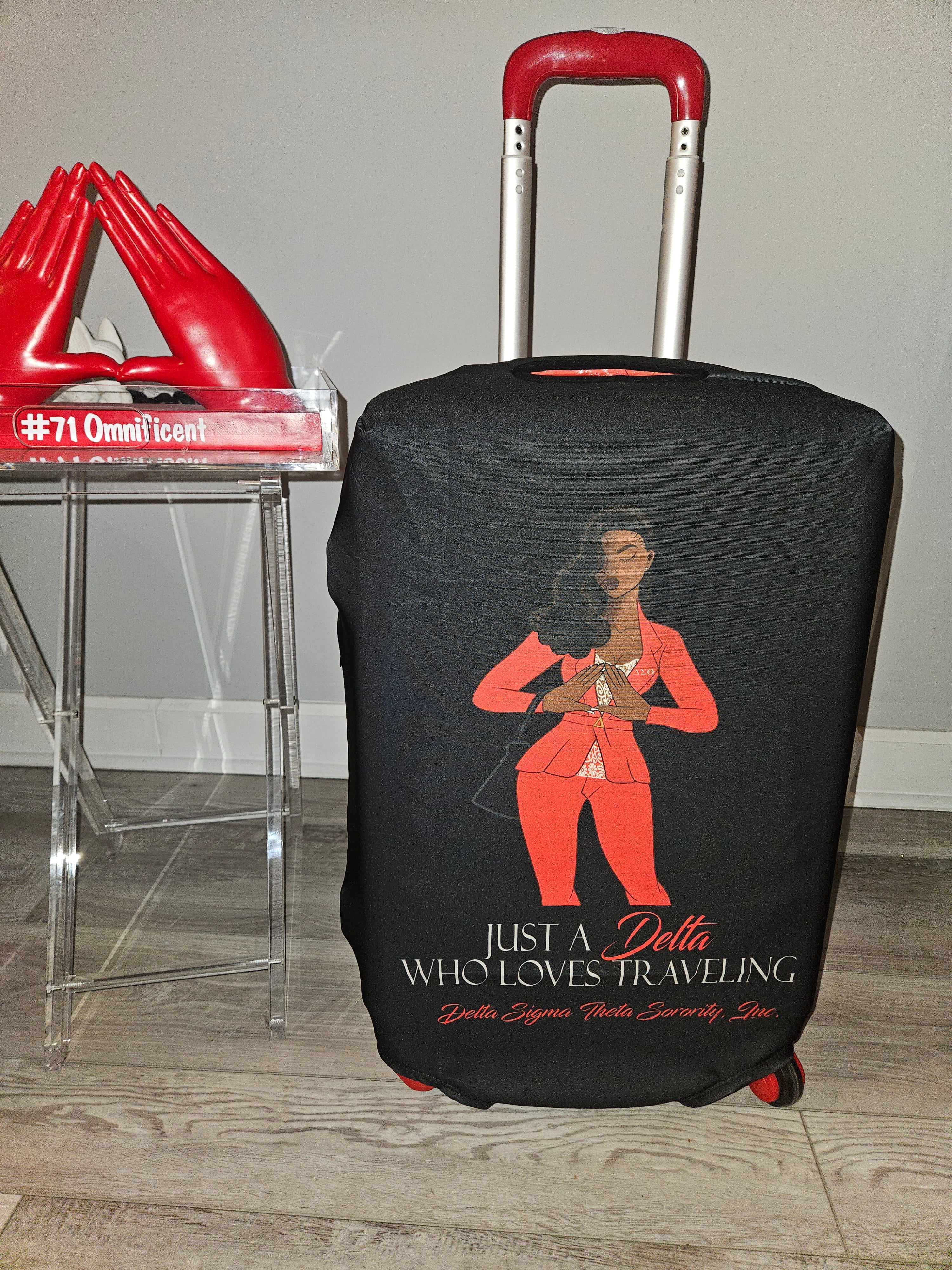 Delta Sigma Theta Fabric Luggage Cover (Medium Size)
