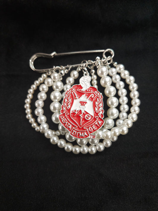 Delta Sigma Theta Pearl Hoop Pin with Crest