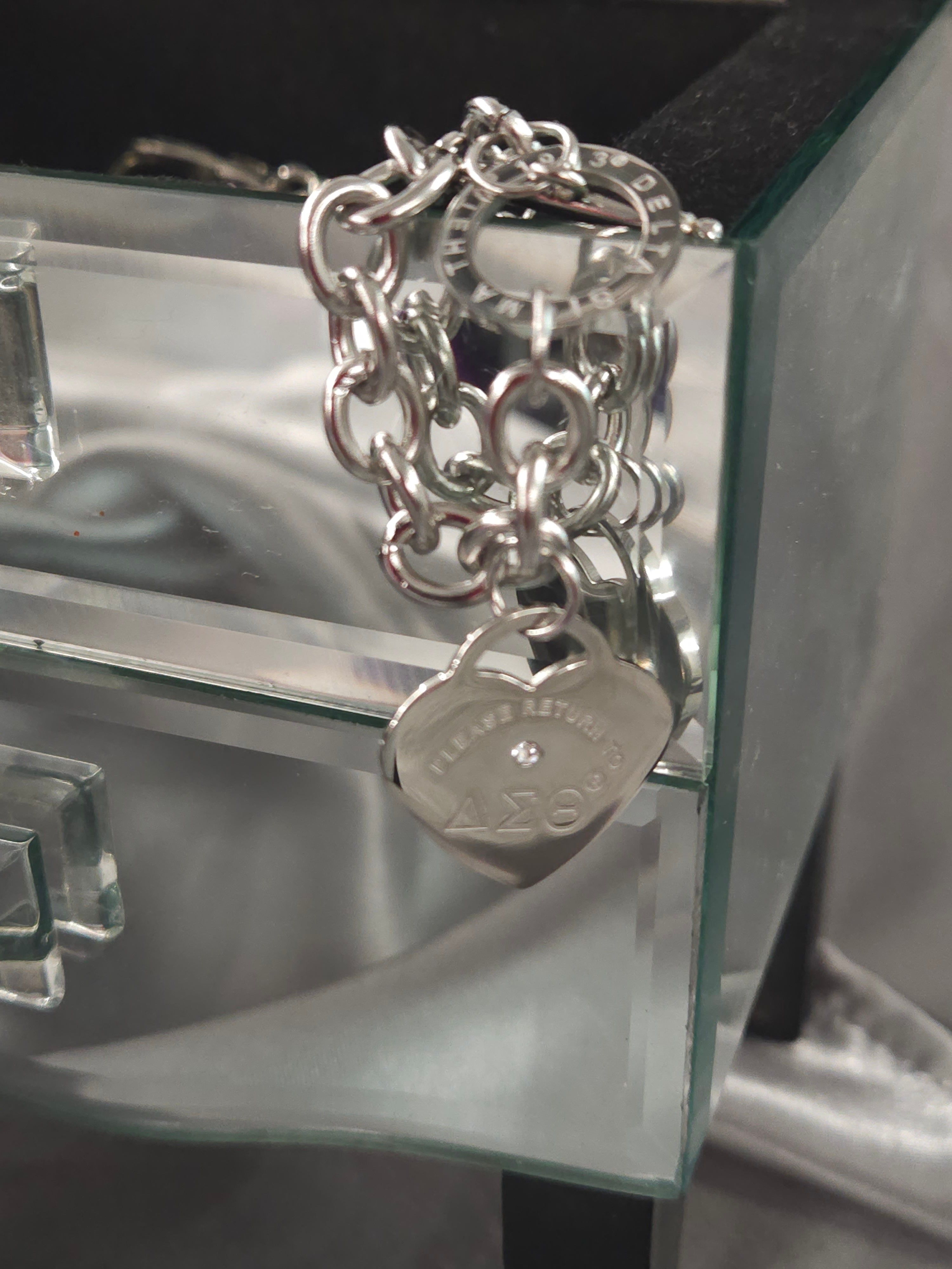 Delta Sigma Theta Chain Link bracelet with Heart