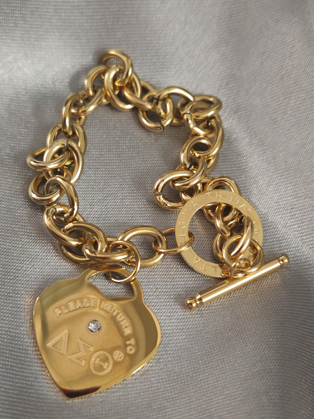 Delta Sigma Theta Chain Link bracelet with Heart