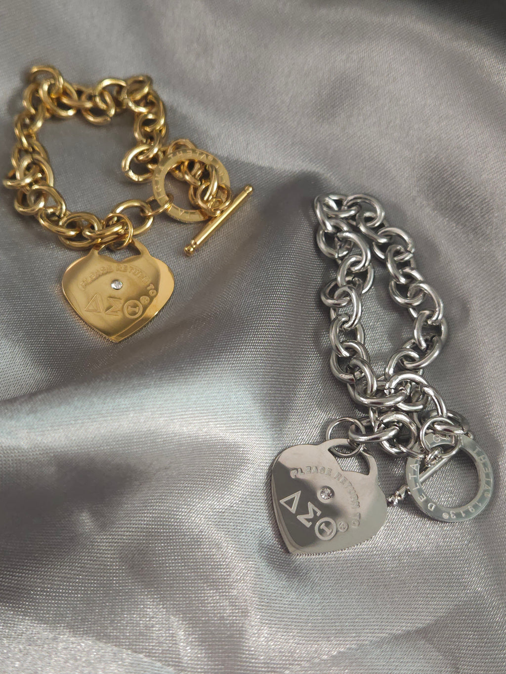 Delta Sigma Theta Chain Link bracelet with Heart