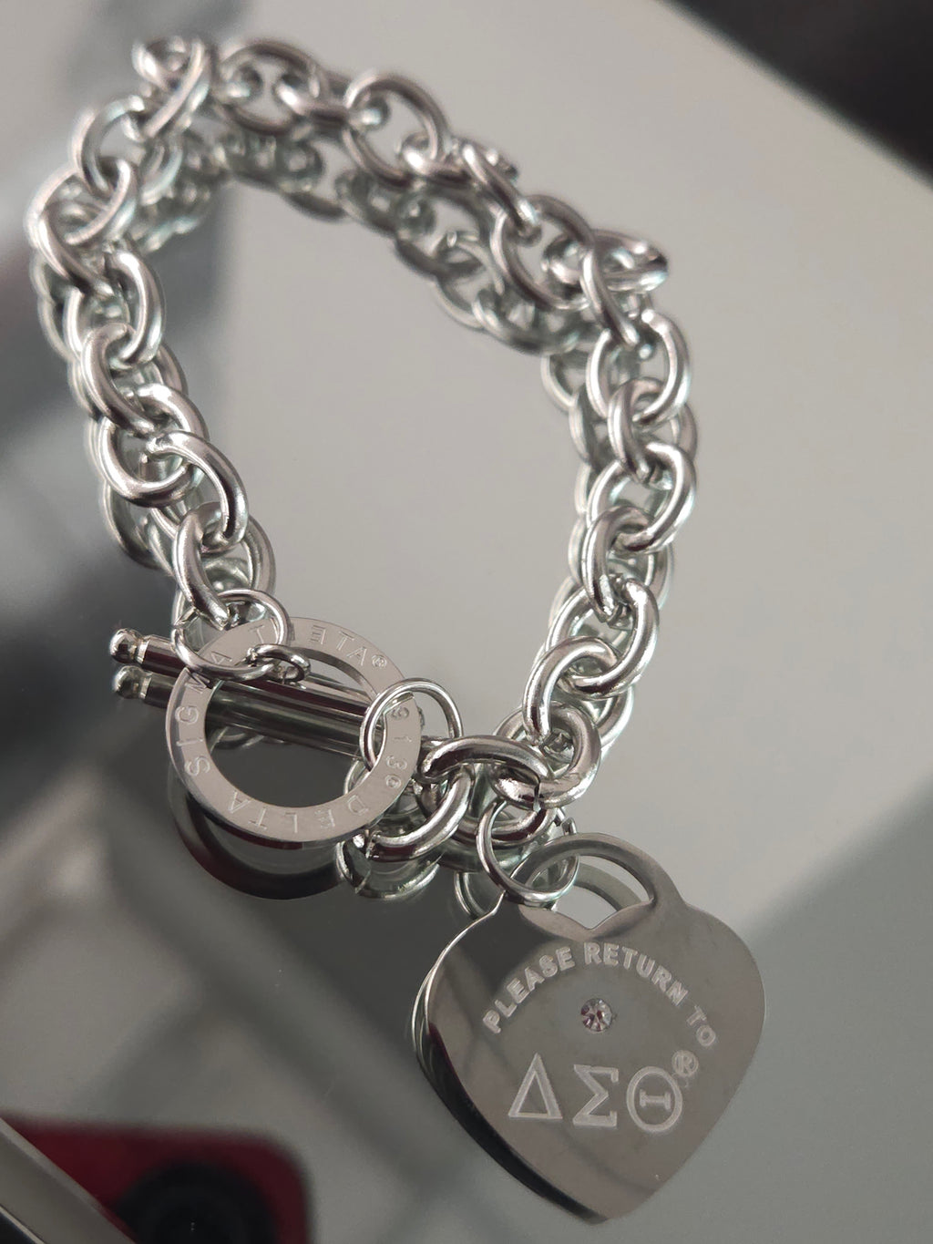 Delta Sigma Theta Chain Link bracelet with Heart