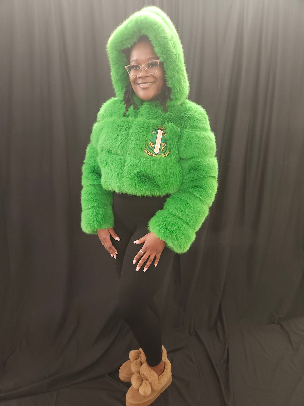 Alpha Kappa Alpha CROP Fur Coat