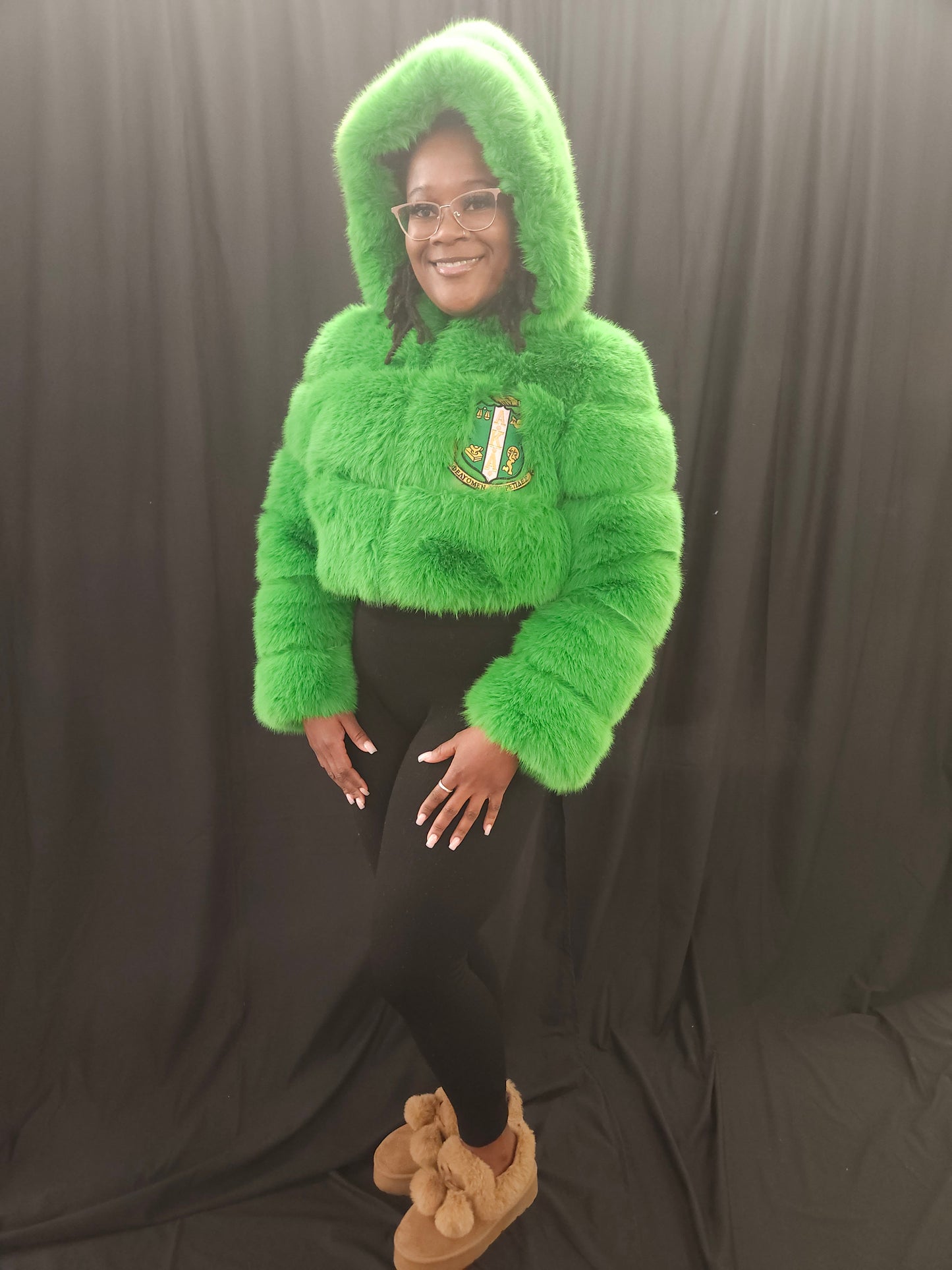Alpha Kappa Alpha CROP Fur Coat