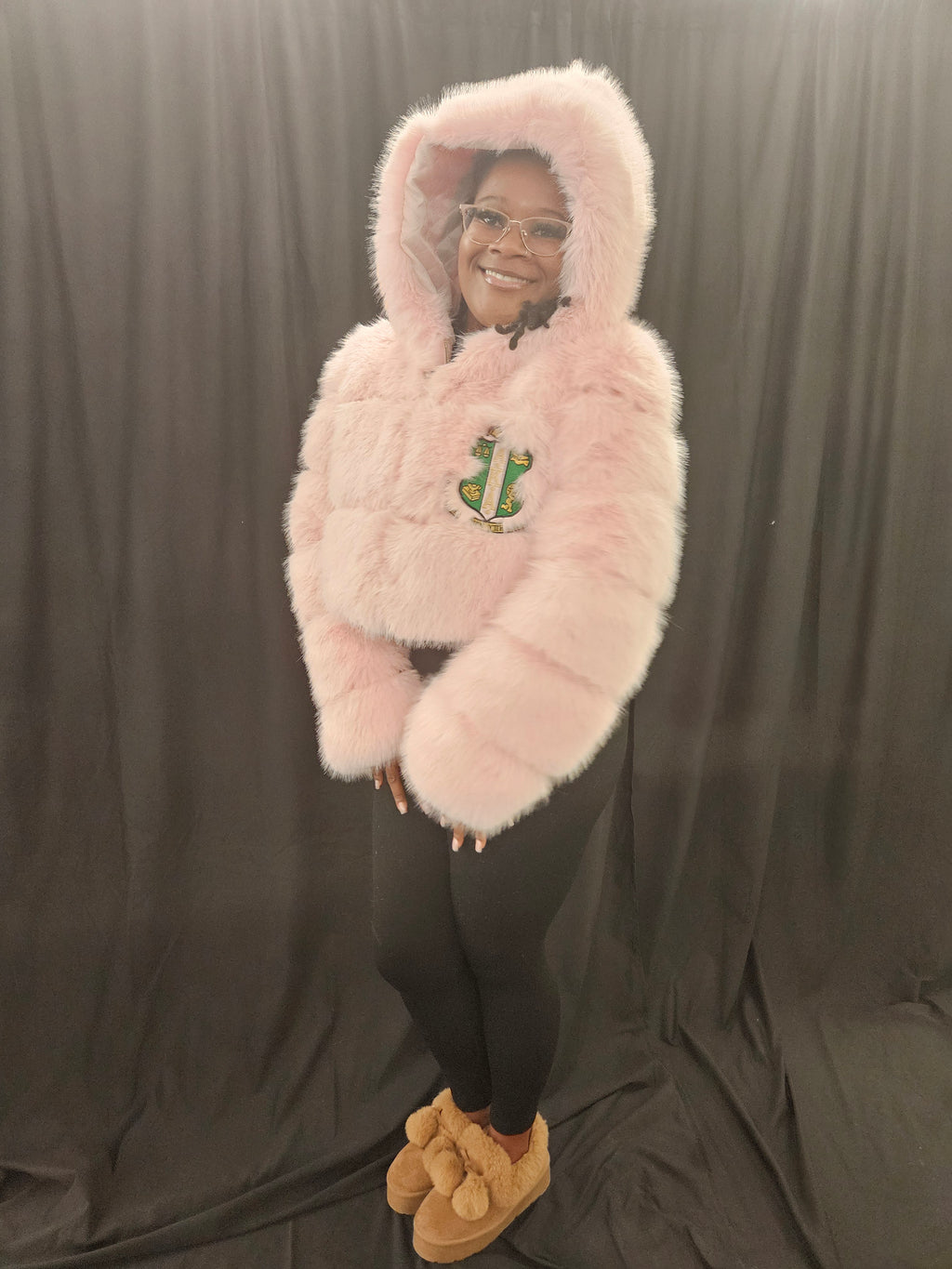 Alpha Kappa Alpha CROP Fur Coat