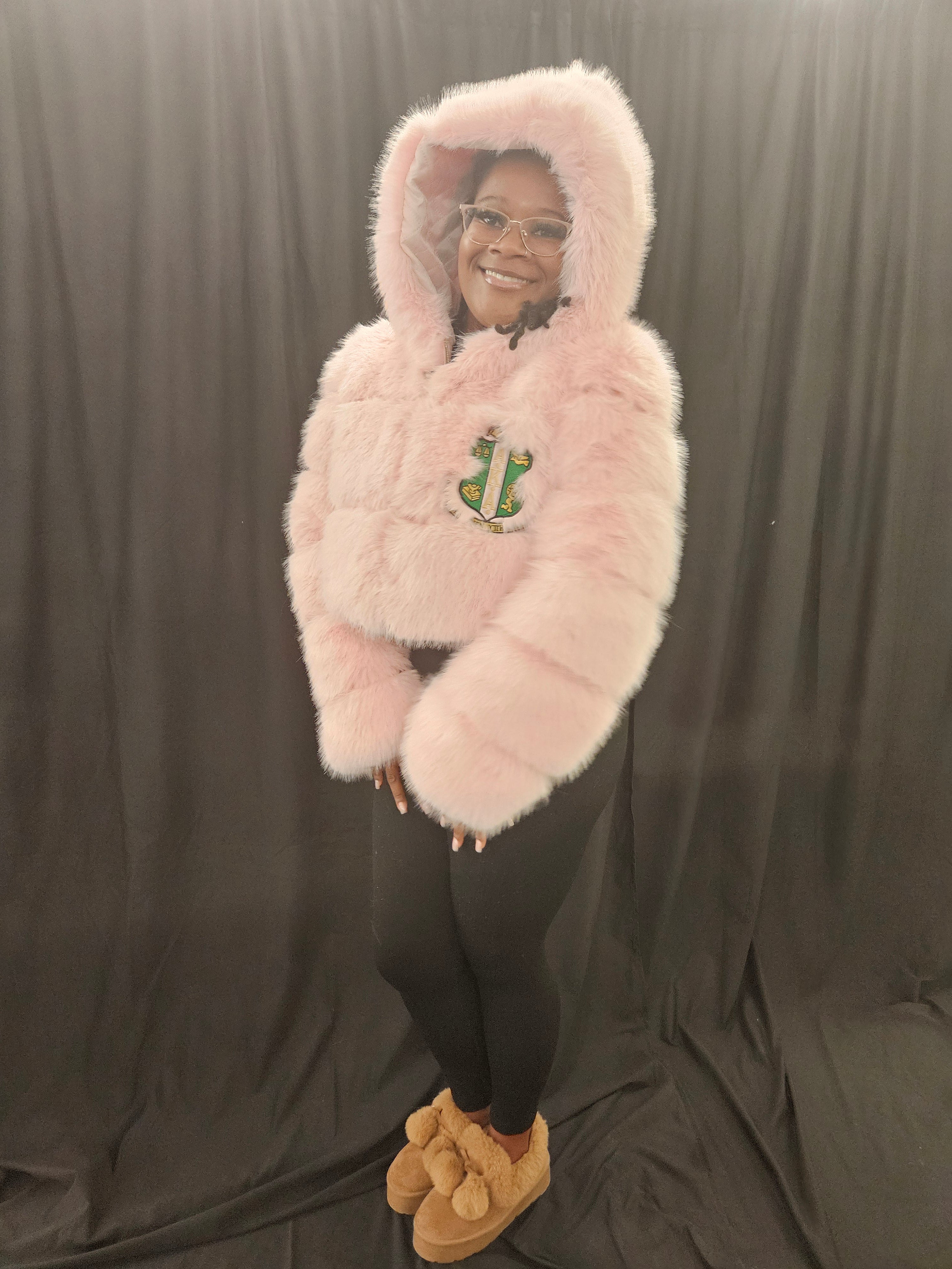 Alpha Kappa Alpha CROP Fur Coat