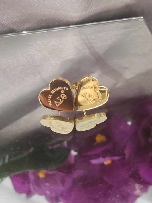 Delta Sigma Theta Gold Heart Earrings