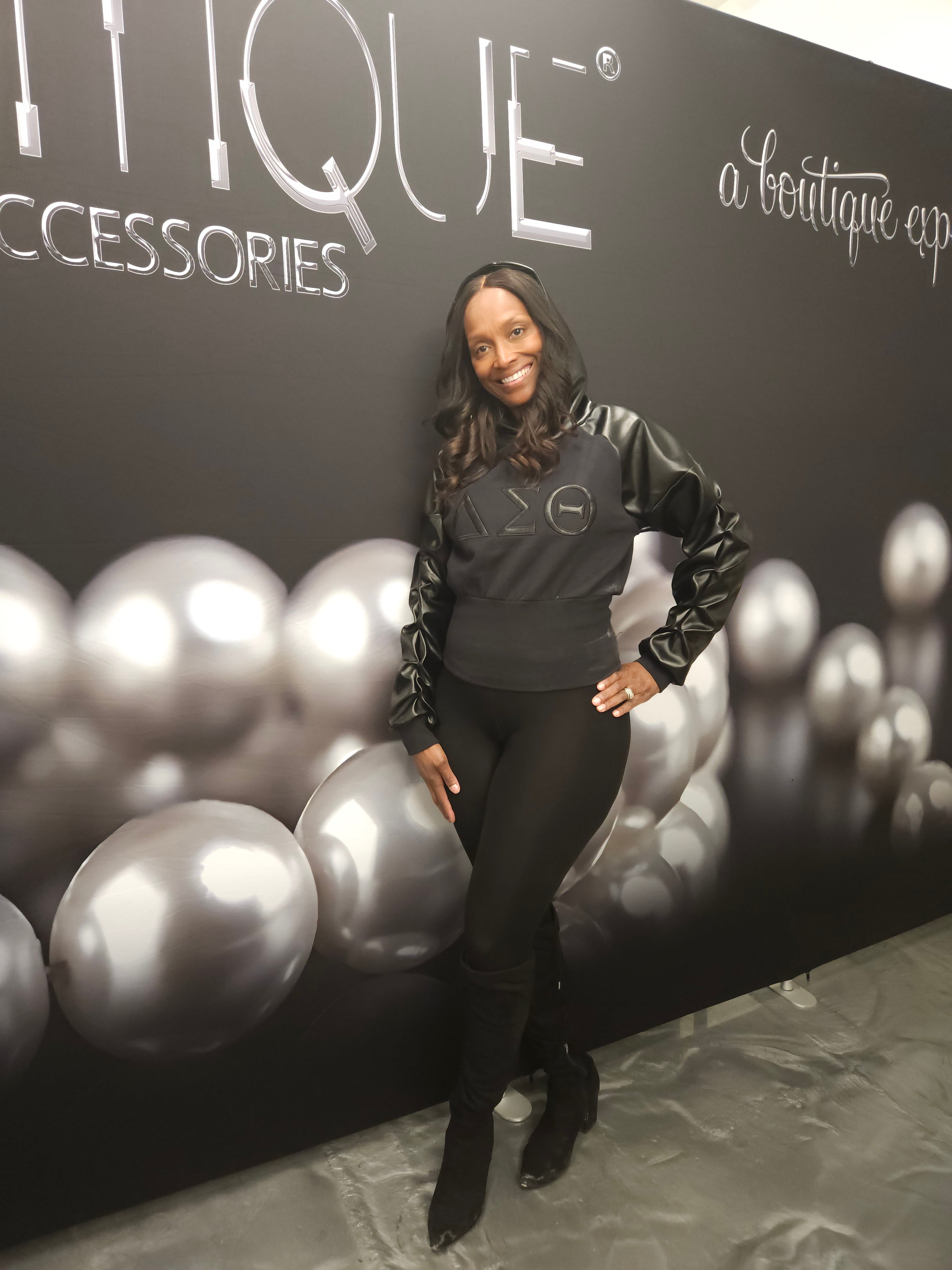 Delta Sigma Theta faux leather hoodie