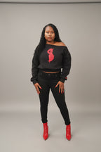 Delta Sigma Theta Torch of Wisdom Off Shoulder Sweatshirt
