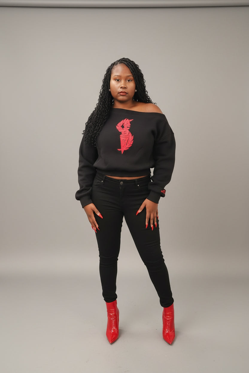 Delta Sigma Theta Torch of Wisdom Off Shoulder Sweatshirt