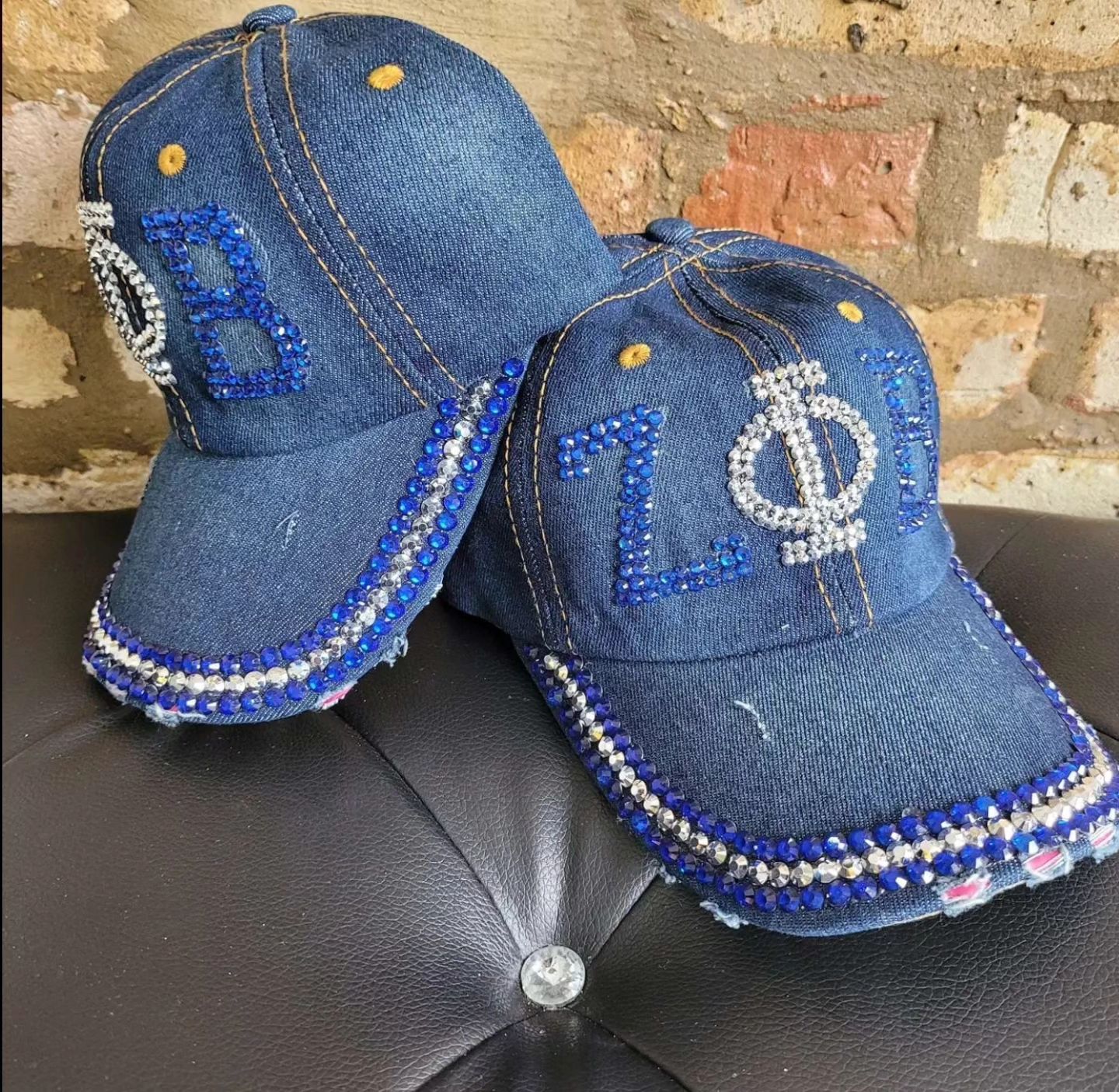 Zeta Phi Beta Blue Jean Rhinestone Hat